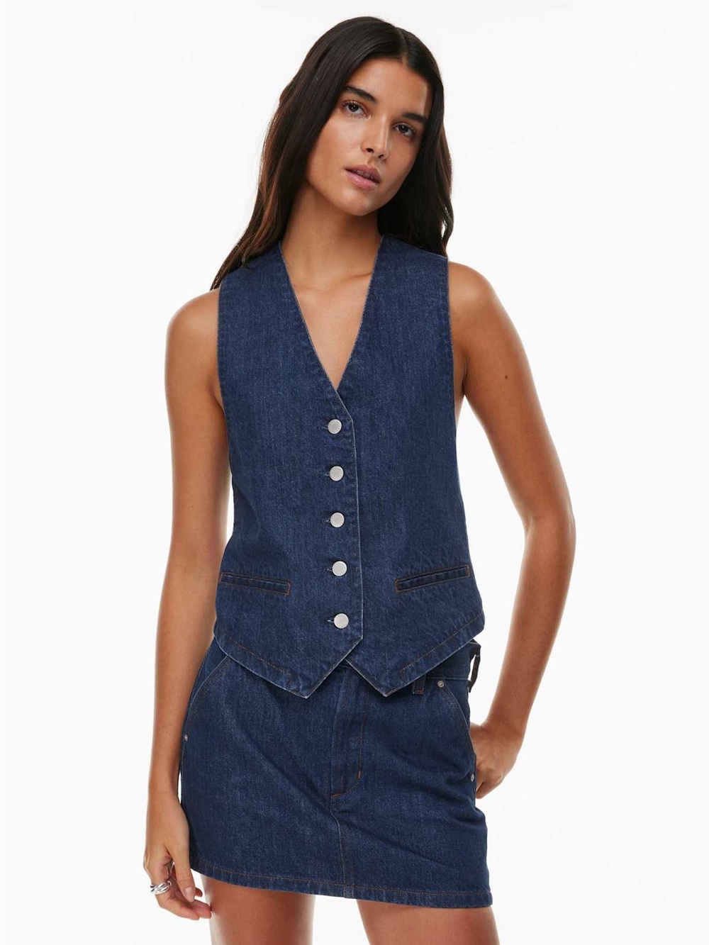 Denim Forum The 90s Boyfriend Denim Vest Italian Cotton Aritzia Womens Small